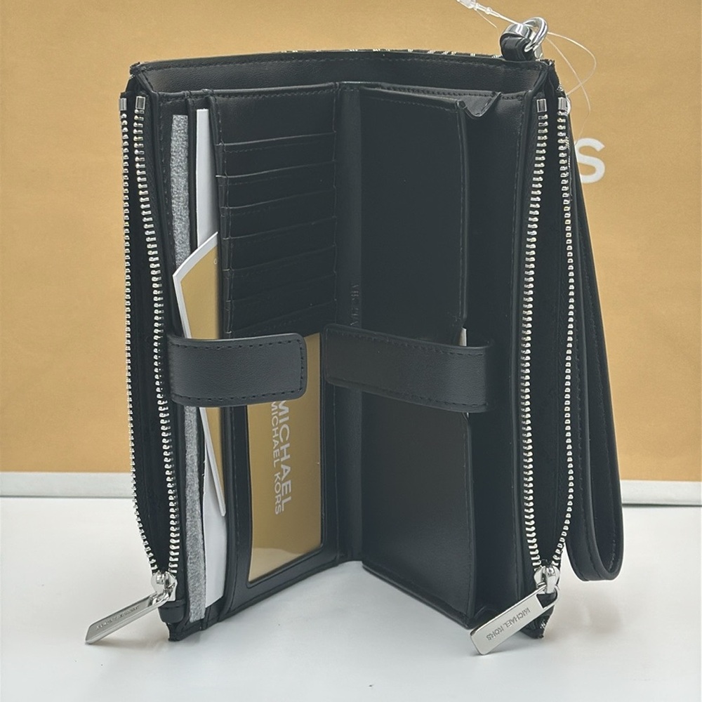 Michael Kors Jet Set Travel Large Double-Zip Wallet-PhoneHolder Black Multi - Picture 11 of 13